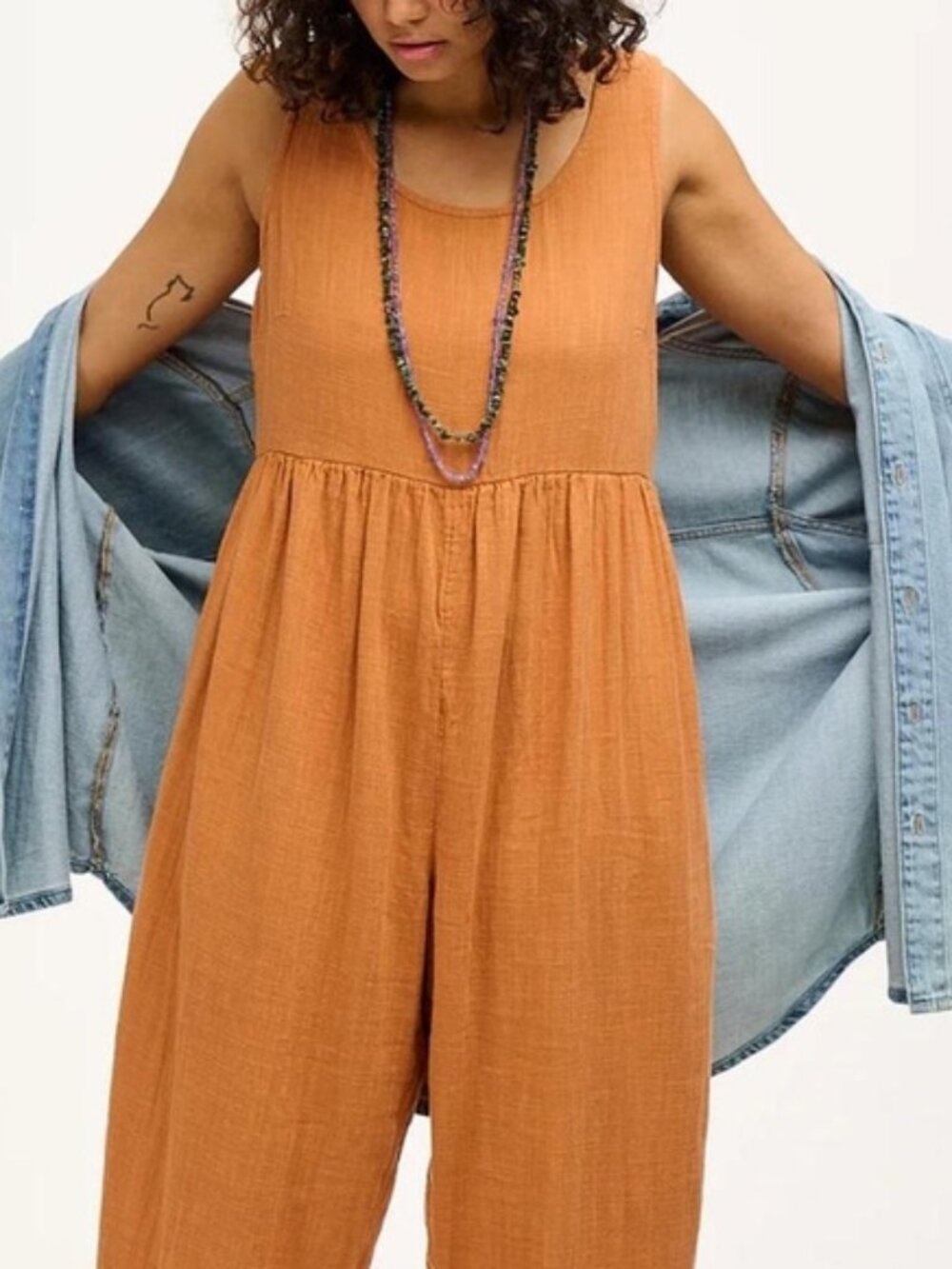 Lucy & Yak Bowie Jumpsuit Terracotta UK26/US22 Organic Cotton